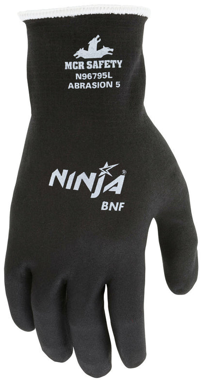 Ninja BNF Work Gloves, 15 Gauge Nylon/Spandex, Full Nitrile Foam Coat