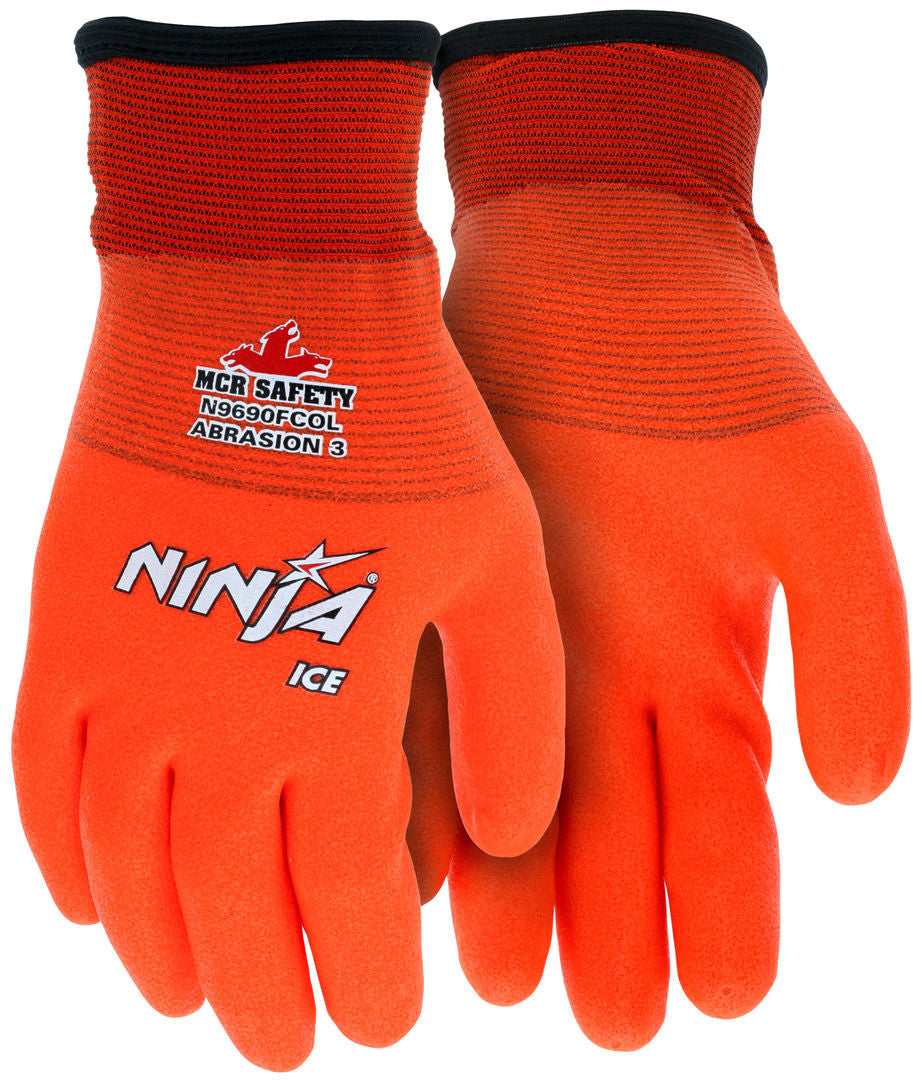 Ninja Ice Hi-Vis Insulated Gloves, HPT Full Coat, A3 Cut, Knit Wrist