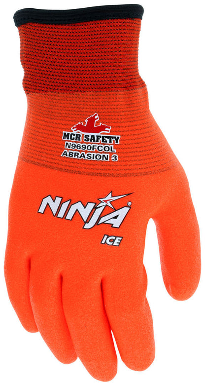 Ninja Ice Hi-Vis Insulated Gloves, HPT Full Coat, A3 Cut, Knit Wrist