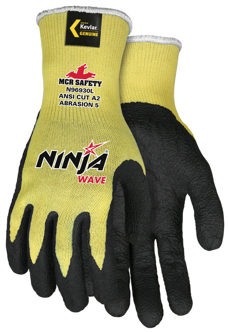 CutPro Ninja Wave Cut-Resistant Gloves, 10-Gauge Kevlar Shell, Nitrile Wave Coated Palm