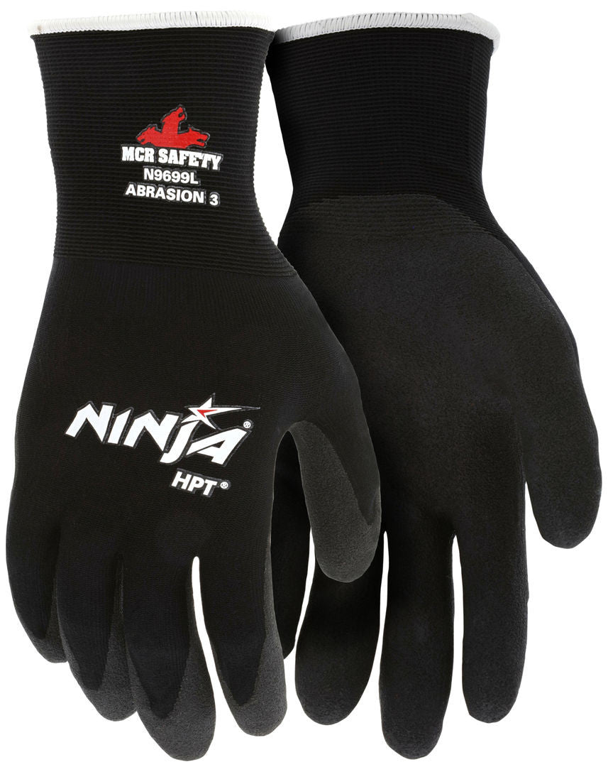Ninja HPT Work Gloves, 15 Gauge Nylon Shell, PVC Foam Coated Palm