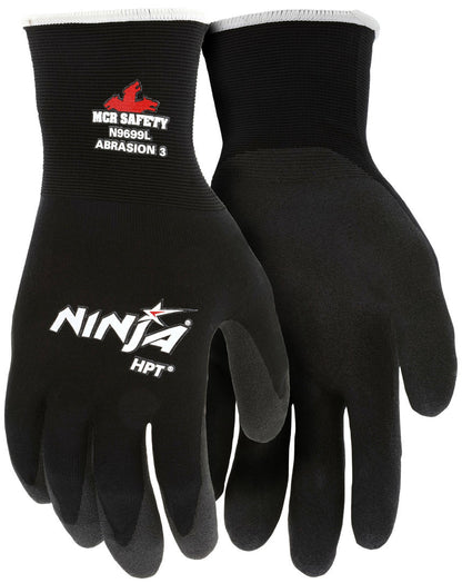 Ninja HPT Work Gloves, 15 Gauge Nylon Shell, PVC Foam Coated Palm