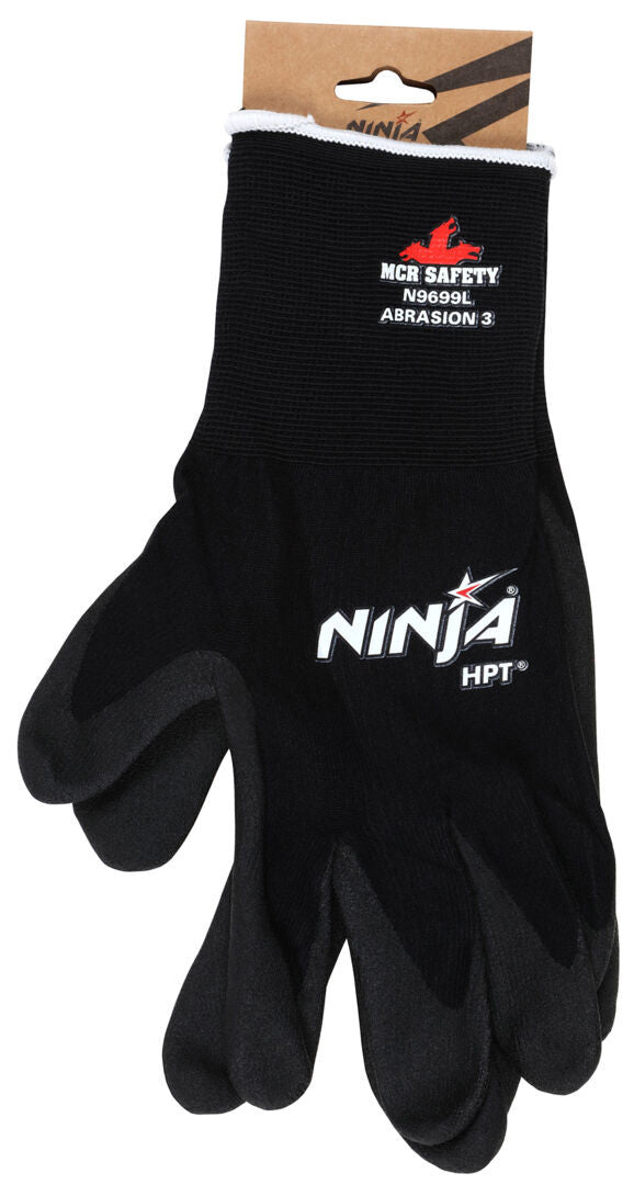 Ninja HPT Work Gloves, 15 Gauge Nylon Shell, PVC Foam Coated Palm