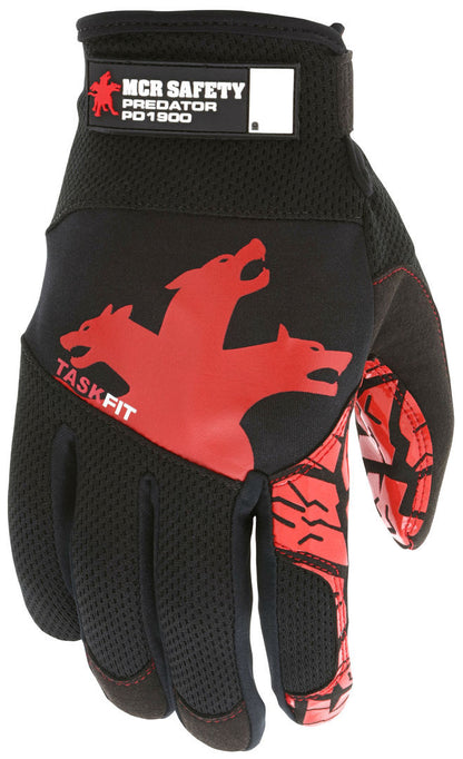 Predator TaskFit Mechanics Gloves, Synthetic Leather Palm, Silicone Tire Tread Grip, Adjustable Wrist Closure