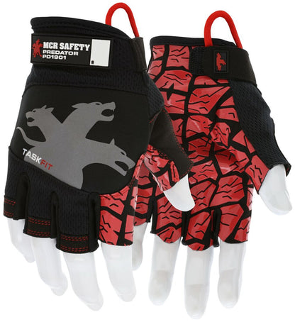 Predator TaskFit Fingerless Mechanics Gloves, Synthetic Leather Palm, Silicone Tire Tread Grip