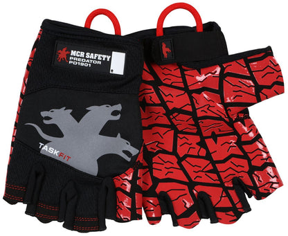 Predator TaskFit Fingerless Mechanics Gloves, Synthetic Leather Palm, Silicone Tire Tread Grip