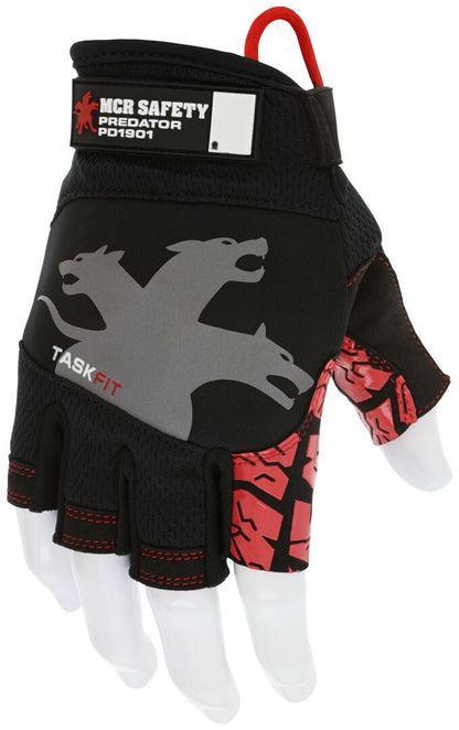 Predator TaskFit Fingerless Mechanics Gloves, Synthetic Leather Palm, Silicone Tire Tread Grip
