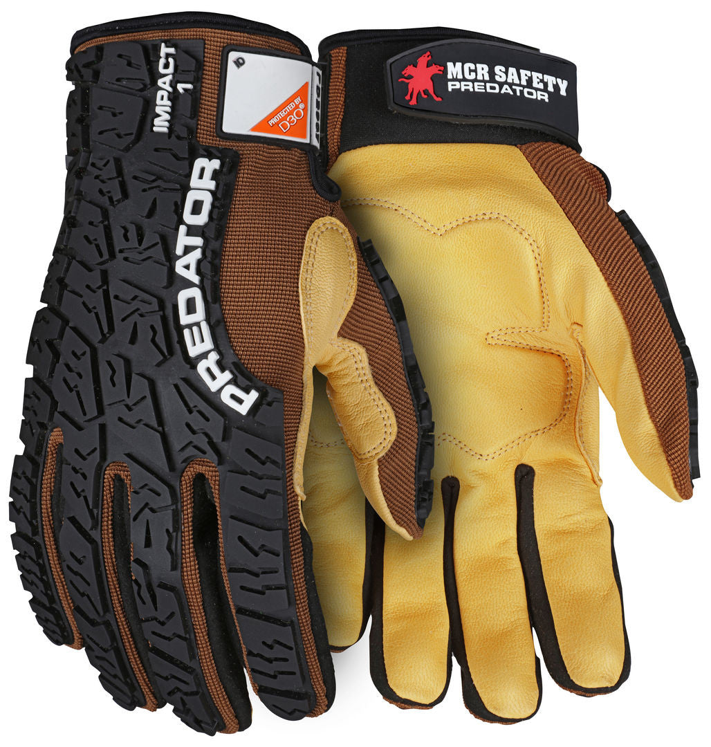 Predator Mechanics Gloves, Goatskin, D3O Foam Palm, TPR Impact Back