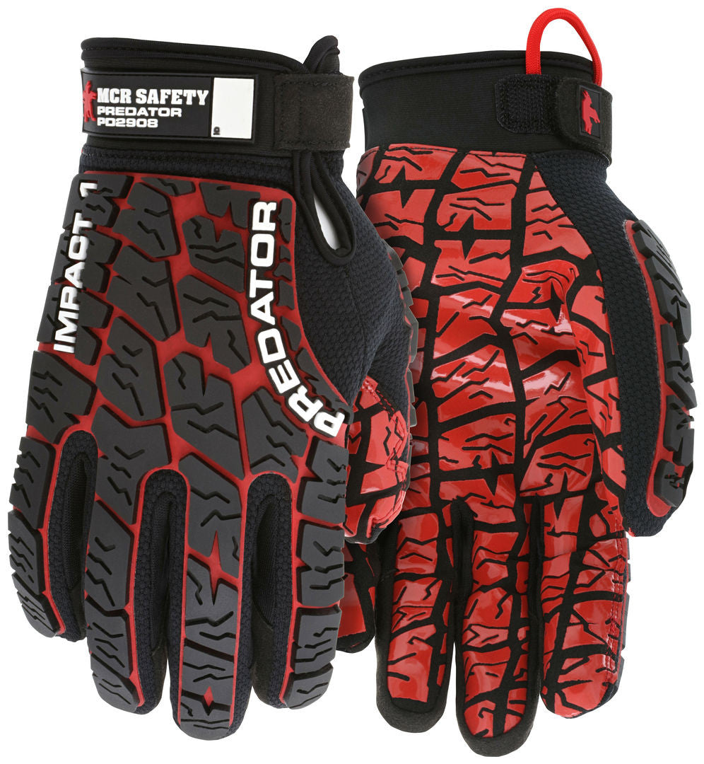 Predator Mechanics Gloves, Tire Tread TPR Impact Protection, Synthetic Leather Palm