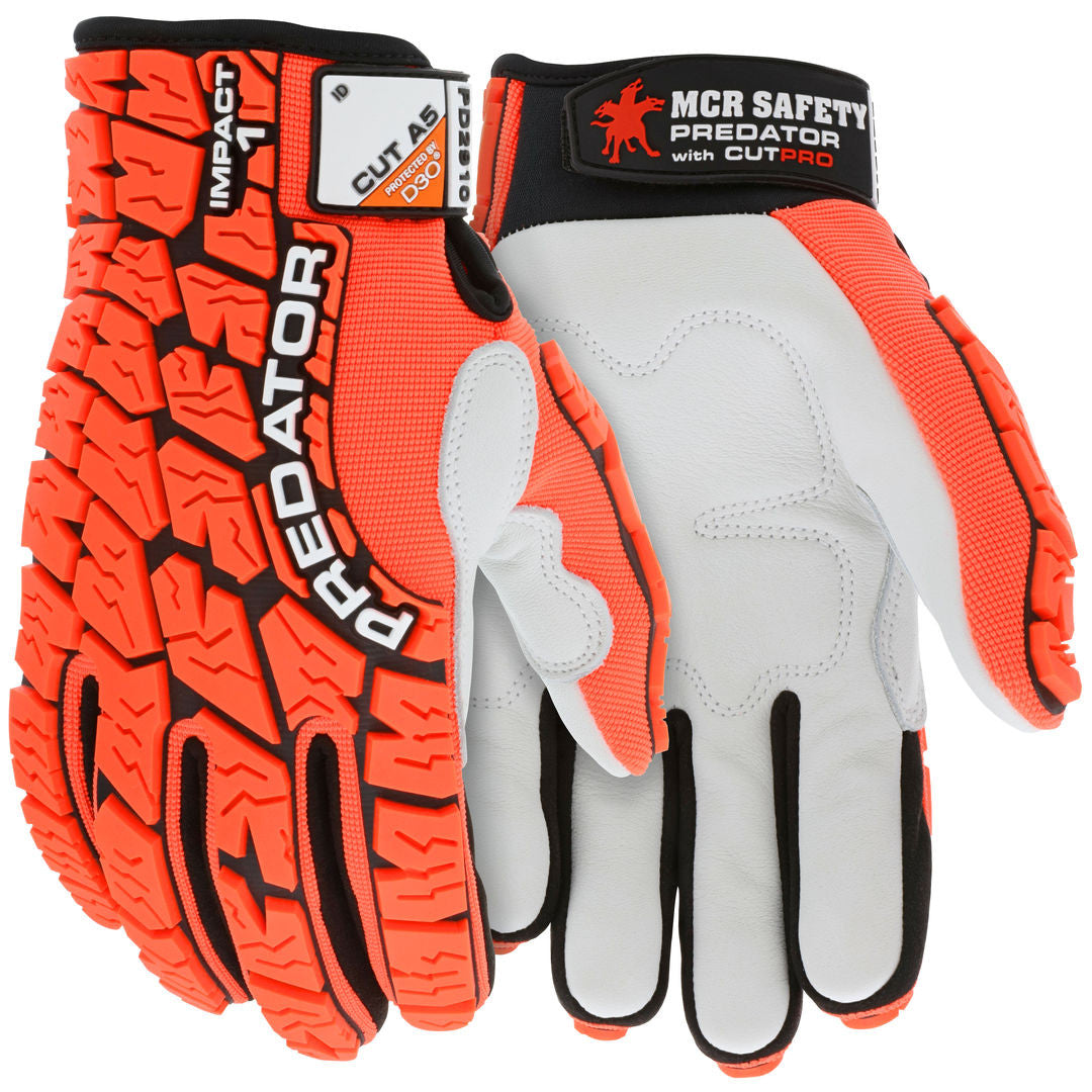 Predator Mechanics Gloves, Cowhide Leather Palm, D3O Impact Protection, HyperMax Cut Resistant Liner