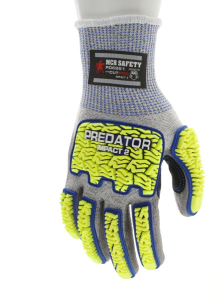 PD6951 - Predator® Mechanics Work Glove - Impact Resistant Glove - Cut Resistant HyperMax® HPPE Shell - Tire Tread TPR Back, Fingers, Thumb - Polyurethane Palm - Reinforced Thumb Crotch - **Updated Puncture Score is Level 3 Some inventory marked 4**