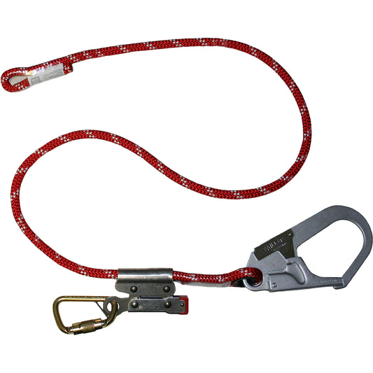 PIP Miller 1014937 Kernmantel Positioning Rope Lanyard with Twist-Lock Carabiner and Steel Locking Rebar Hook