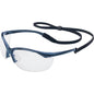 Uvex 11150900 – Semi-Rimless Safety Glasses with Metallic Blue Frame, Clear Lens with Anti-Scratch Hardcoat, and Flexicord™