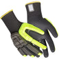 Boss 41-4413BE – Seamless Knit HPPE Blended Glove with Hi-Vis Impact Protection and Polyurethane Coated Palm & Fingers