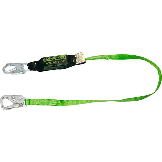 Miller® BackBiter® Tie-Back Single Leg Web Lanyard, with SofStop® Energy Absorber, Miller 5K® Snap Hook and Locking Snap Hook