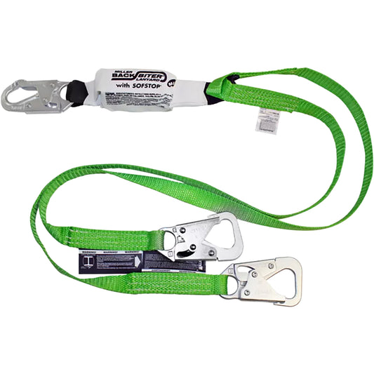 PIP Miller 980B Tie-Back Double Leg Web Lanyard with SofStop® Double Energy Absorber, Miller 5K® Snap Hook and Locking Snap Hook