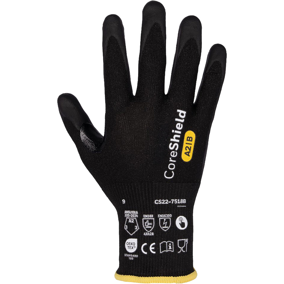 G-Tek CS22-7518B – Seamless Knit A2 Engineered Yarn Glove with Foam Nitrile Coated Grip on Palm & Fingers - Touchscreen - ESD Safe