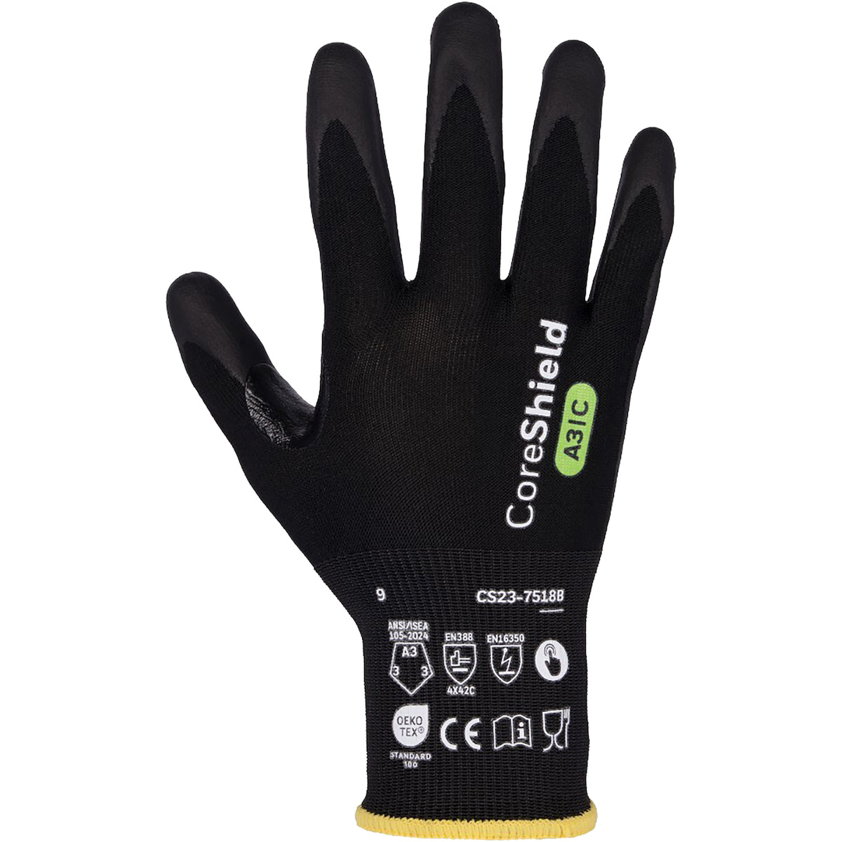 G-Tek CS23-7518B – Seamless Knit A3 Engineered Yarn Glove with Foam Nitrile Coated Grip on Palm & Fingers - Touchscreen - ESD Safe