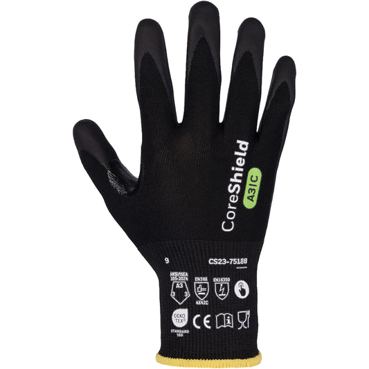 G-Tek CS23-7518B – Seamless Knit A3 Engineered Yarn Glove with Foam Nitrile Coated Grip on Palm & Fingers - Touchscreen - ESD Safe