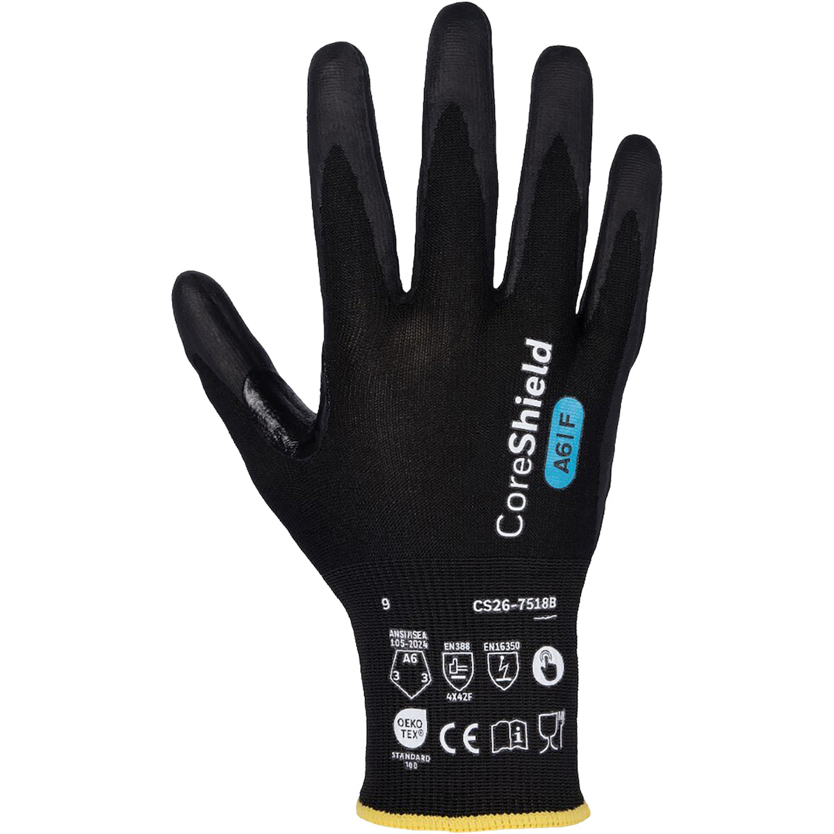 G-Tek CS26-7518B – Seamless Knit A6 Engineered Yarn Glove with Foam Nitrile Coated Grip on Palm & Fingers - Touchscreen - ESD Safe