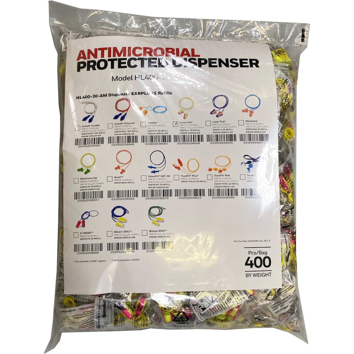 Howard Leight LL-30-REFILL – T-Shape Disposable Soft Polyurethane Foam Corded Ear Plugs - Dispenser Refill Pack - NRR 32