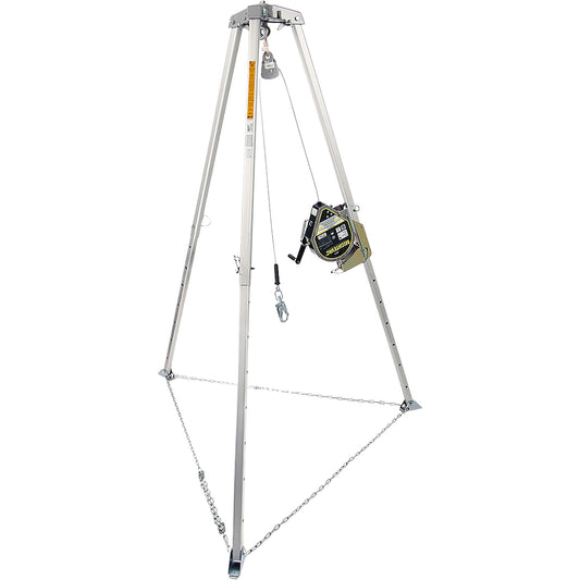 Miller® MightEvac+™ Self-Retracting Lifeline with Retrieval, Bracket, Tripod, and Galvanized Steel Cable, Steel Carabiner, Steel Swivel Snap Hook
