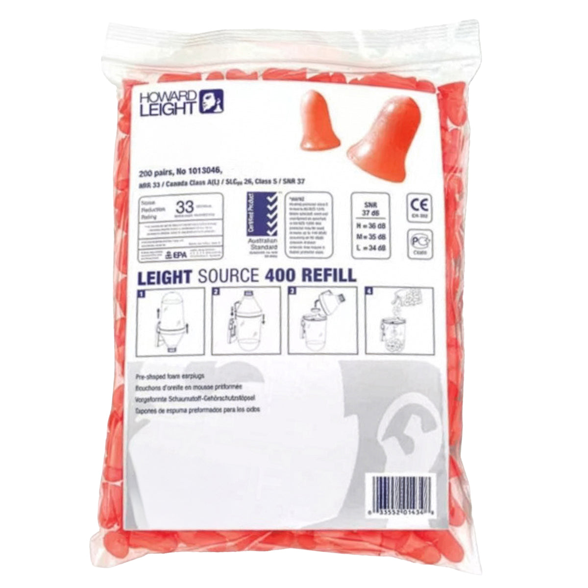 Howard Leight MXM-LS4-REFILL – Disposable Soft Polyurethane Foam Ear Plug - Dispenser Refill Pack - NRR 33