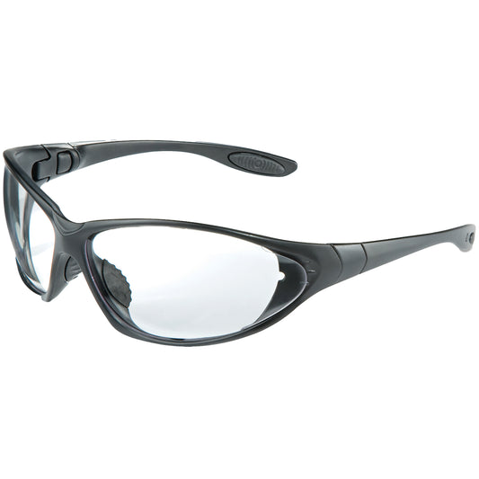 Uvex S0600HS – Full Frame Safety Glasses with Black Frame, Foam Padding, Clear Lens with Hydroshield® Anti-Fog Coating
