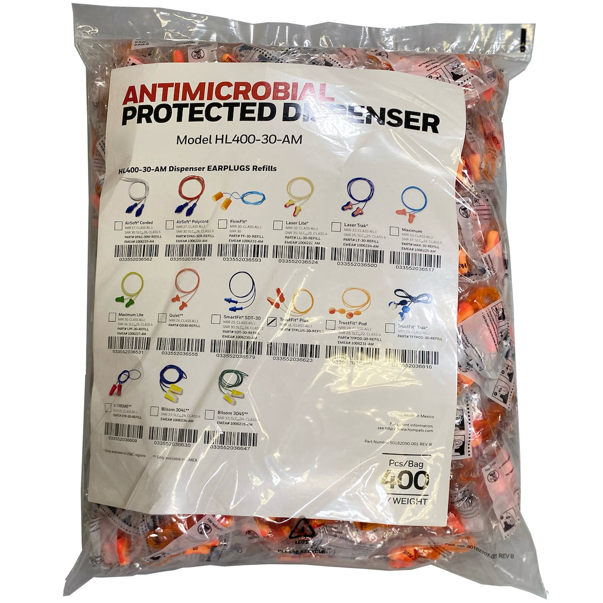 Howard Leight TFPLUS-30-REFILL – Reusable Soft Polyurethane Corded Foam Ear Plugs - Dispenser Refill Pack - NRR 31
