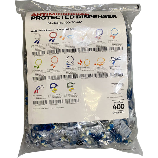 Howard Leight TFTPOD-30-REFILL – Metal Detectable Soft Polyurethane Reusable Corded Ear Plugs - Dispenser Refill Pack - NRR 29