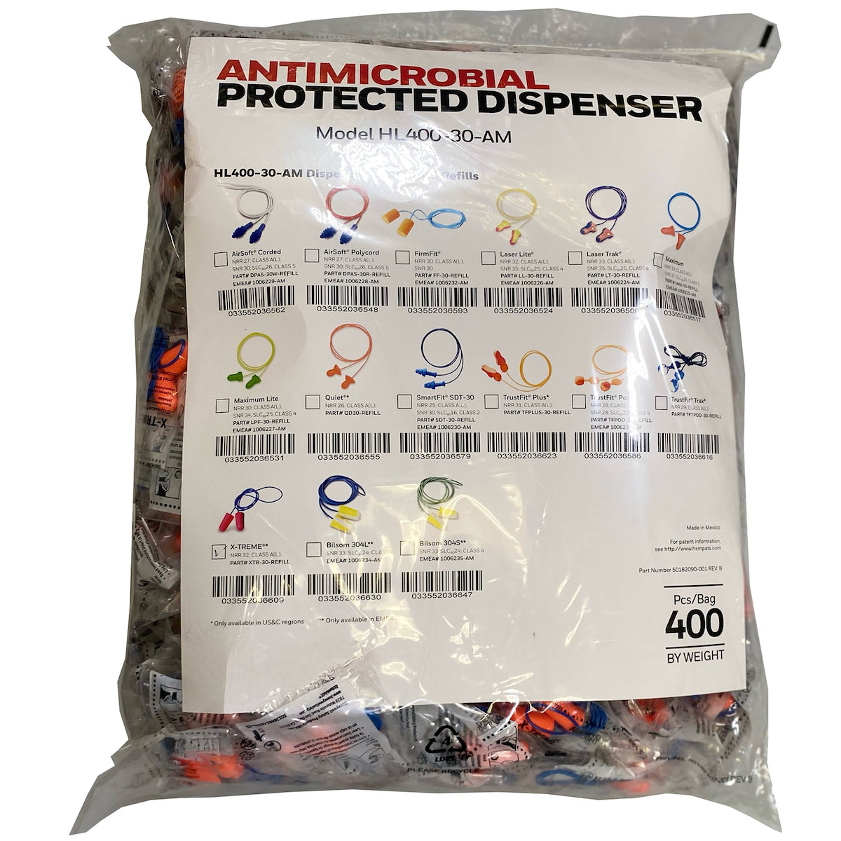 Howard Leight XTR-30-REFILL – Disposable Soft Polyurethane Foam Corded Ear Plugs - Dispenser Refill Pack - NRR 32
