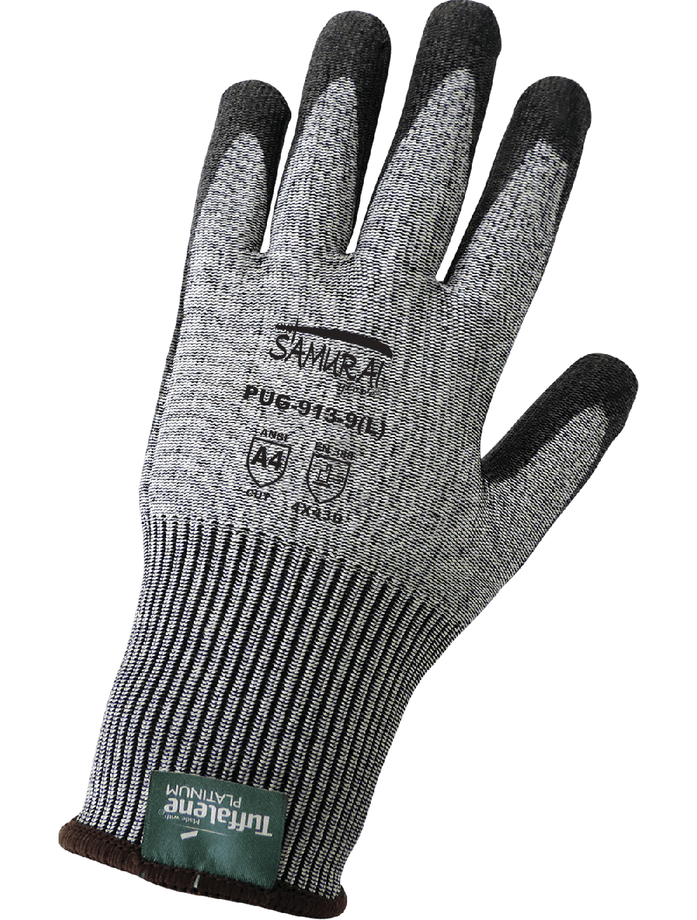 Samurai Glove® Cut Resistant, Salt-and-Pepper 13-Gauge Tuffalene® Platinum Polyurethane Coated Gloves - PUG-913