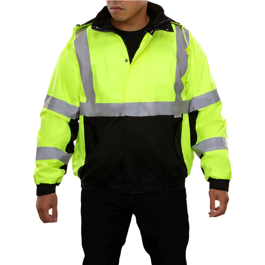 PIP 411ST-LB ANSI Type R Class 3 waterproof bomber jacket - front view