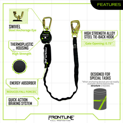Frontline RPA09 Tie Back Web 9' SRL with Tie Back Hook End