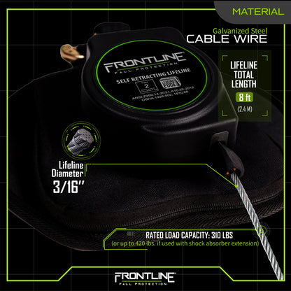 Frontline Class 1 Leading Edge Cable Single Leg SRL with Steel Snap Hook End