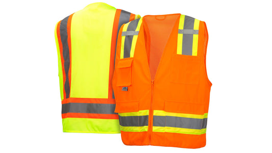 Pyramex RVZ24 Series Hi-Vis Safety Vests Small Hi-vis Lime model RVZ2410S