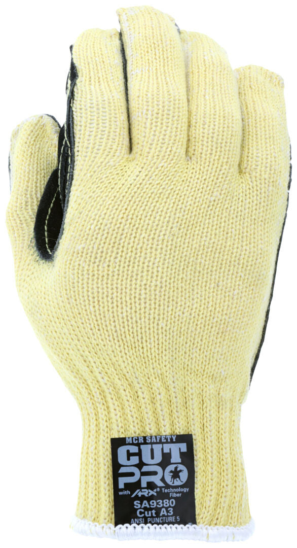 Cut-Resistant Work Gloves, ARX Aramid Shell, Split Cowhide Leather Palm, Knit Wrist