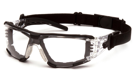 Pyramex Fyxate Foam Padded Safety Glasses Black Clear model SB10210STMFP