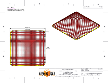 6’ x 6’ SKYNET Skylight Fall Protection System