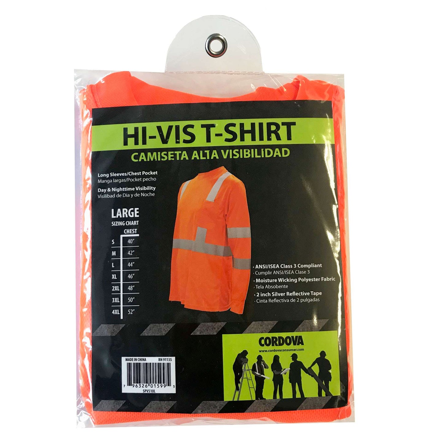 Cordova Class 3 Orange Birdseye Mesh Fabric T-sh #SPV510L image 2