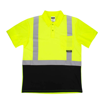 Radians ST12B Class 2 High Visibility Color Blocked Safety Short Sleeve Polo