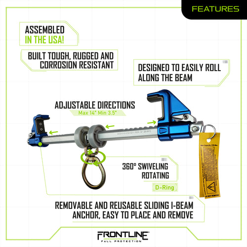 Frontline ST14AH Aluminum Bantam Beamer Anchor for 3.5″- 14″ Wide I-Beams