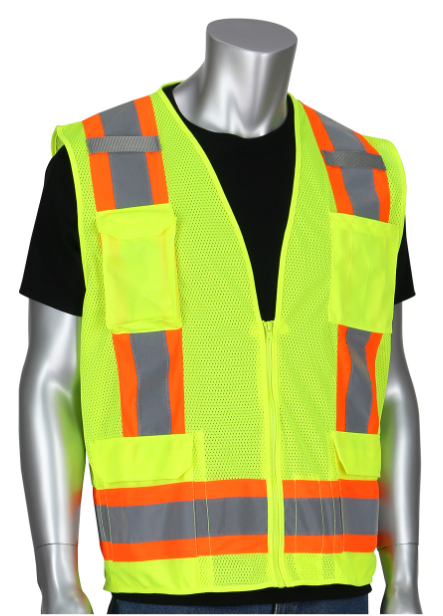 ANSI Type R Class 2 Two-Tone Eleven Pocket Mesh Surveyors Vest