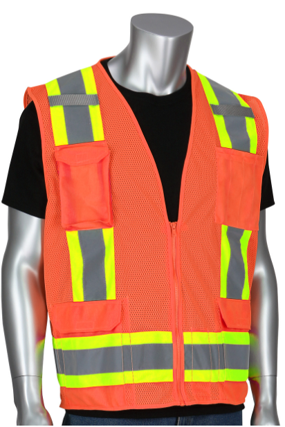 ANSI Type R Class 2 Two-Tone Eleven Pocket Mesh Surveyors Vest