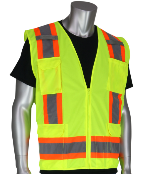 ANSI Type R Class 2 Two-Tone Eleven Pocket Solid Tricot Surveyors Vest
