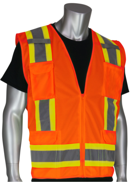 ANSI Type R Class 2 Two-Tone Eleven Pocket Solid Tricot Surveyors Vest