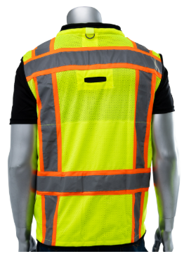 ANSI Type R Class 2 Two-Tone Twelve Pocket Tethering Vest with Ripstop Black Bottom Front and "D" Ring Access