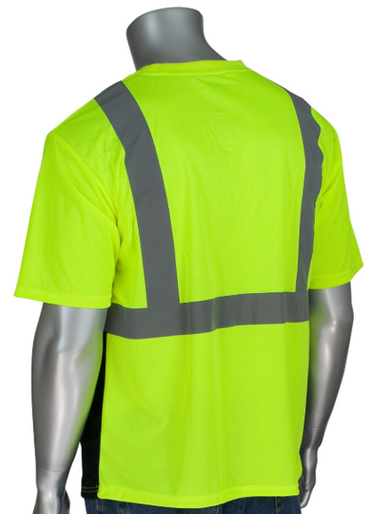 ANSI Type R Class 2 Short Sleeve T-Shirt with 50+ UPF Sun Protection and Black Bottom Front