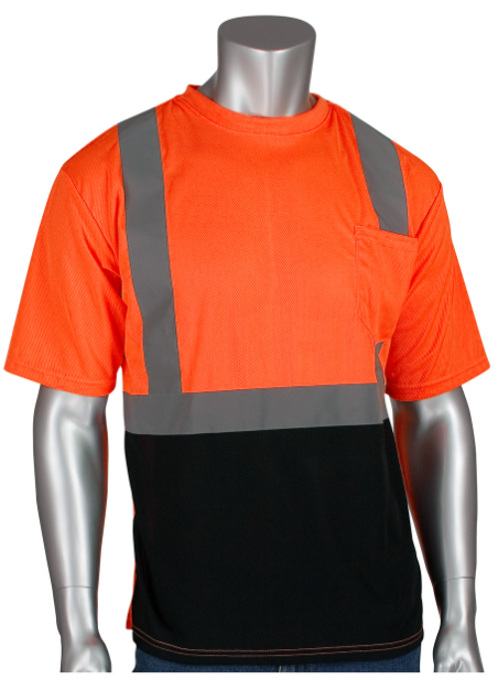 ANSI Type R Class 2 Short Sleeve T-Shirt with 50+ UPF Sun Protection and Black Bottom Front