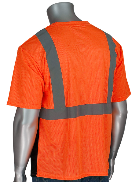 ANSI Type R Class 2 Short Sleeve T-Shirt with 50+ UPF Sun Protection and Black Bottom Front
